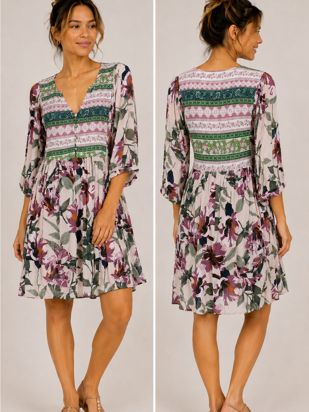Umgee Floral Boho Dress - Green 💚 ☀️